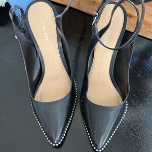 Gianni Bini Black Studded Slingback Heels
